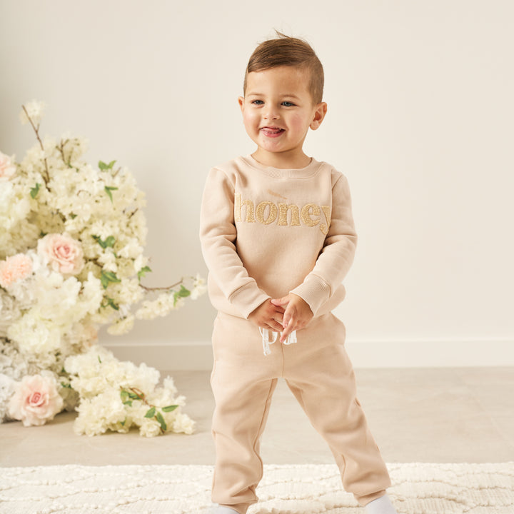 unisex kids oatmeal track pants