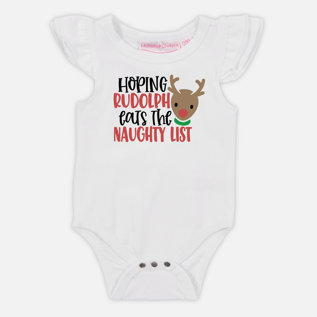 Hoping Rudolph Eats the Naughty List - Short Sleeve Flutter - Custom