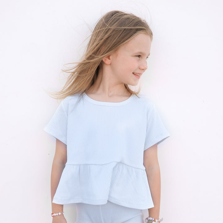 Cozy Ruffle Top - Ice Blue