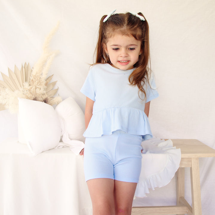 Cozy Ruffle Top - Ice Blue