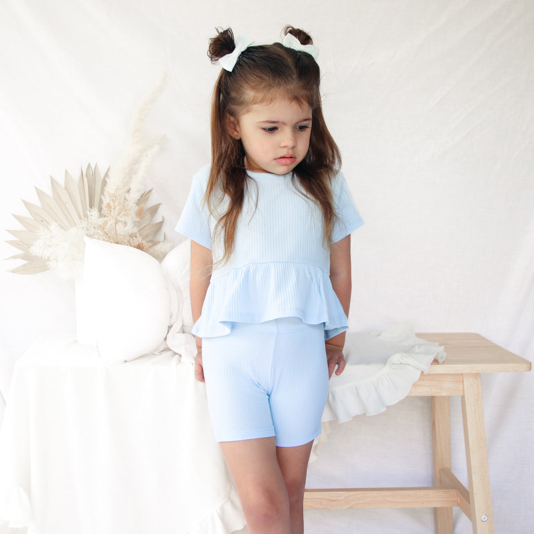 Cozy Ruffle Top - Ice Blue