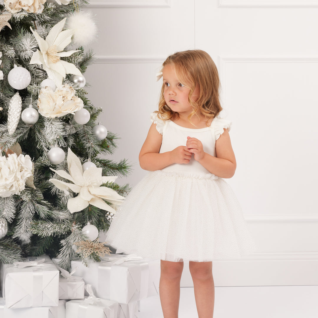 Cozy Flutter Tutu Dress - Coconut