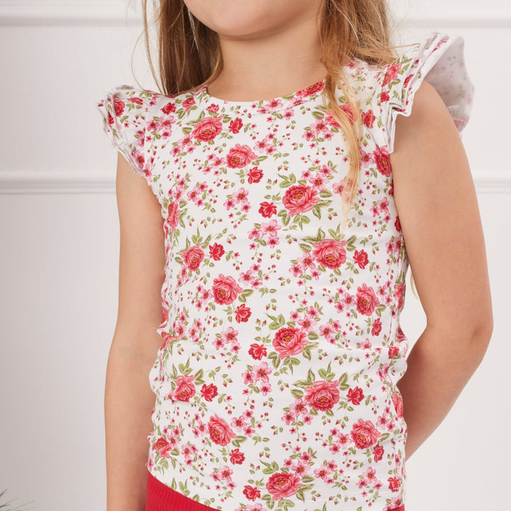 Floral Short Sleeve Flutter - Angelica