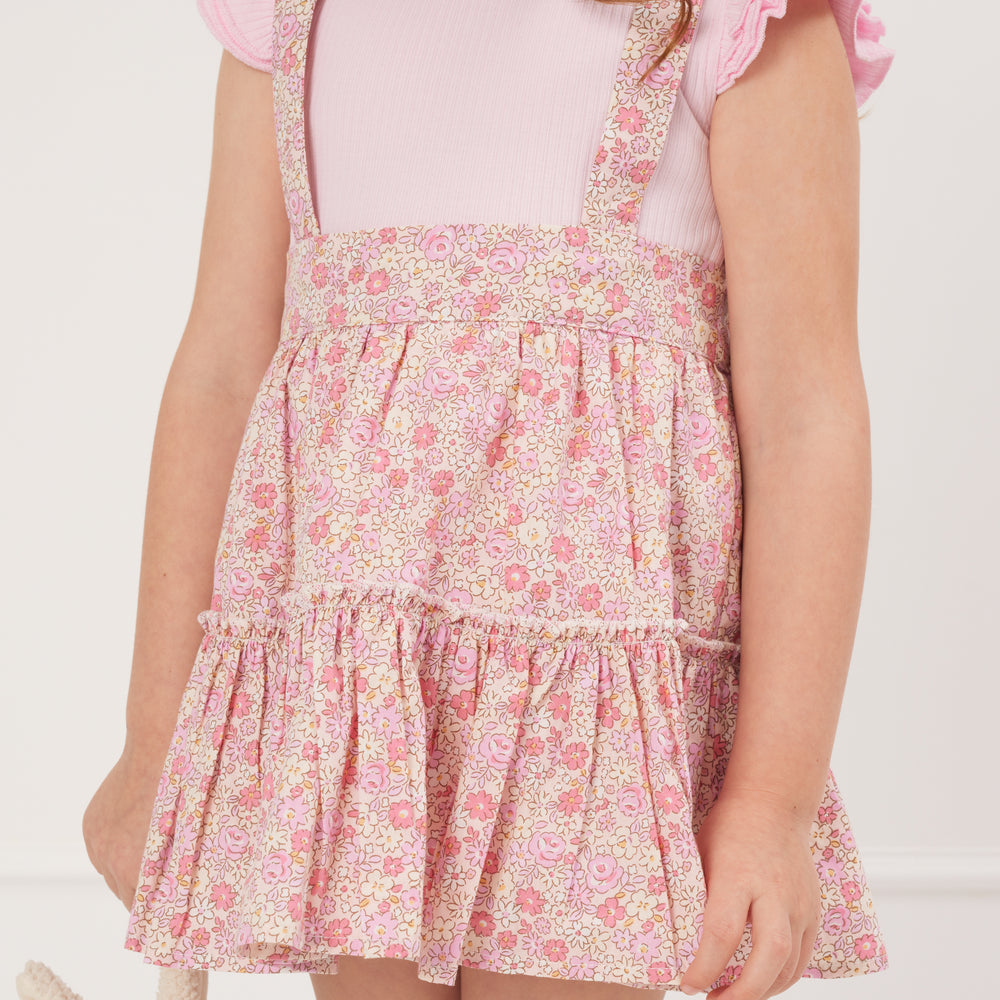 girls floral suspender skirt 