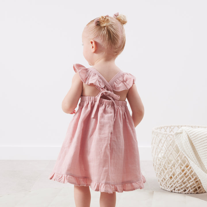 Muslin Sweetheart Dress - Rosewood