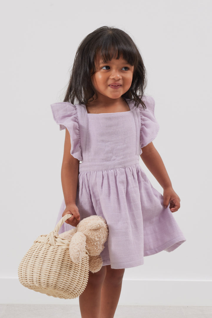 Muslin Flutter Pinafore Dress -  Viola