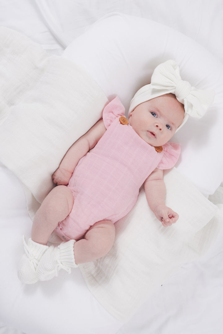 Muslin Button Romper - Primrose Pink