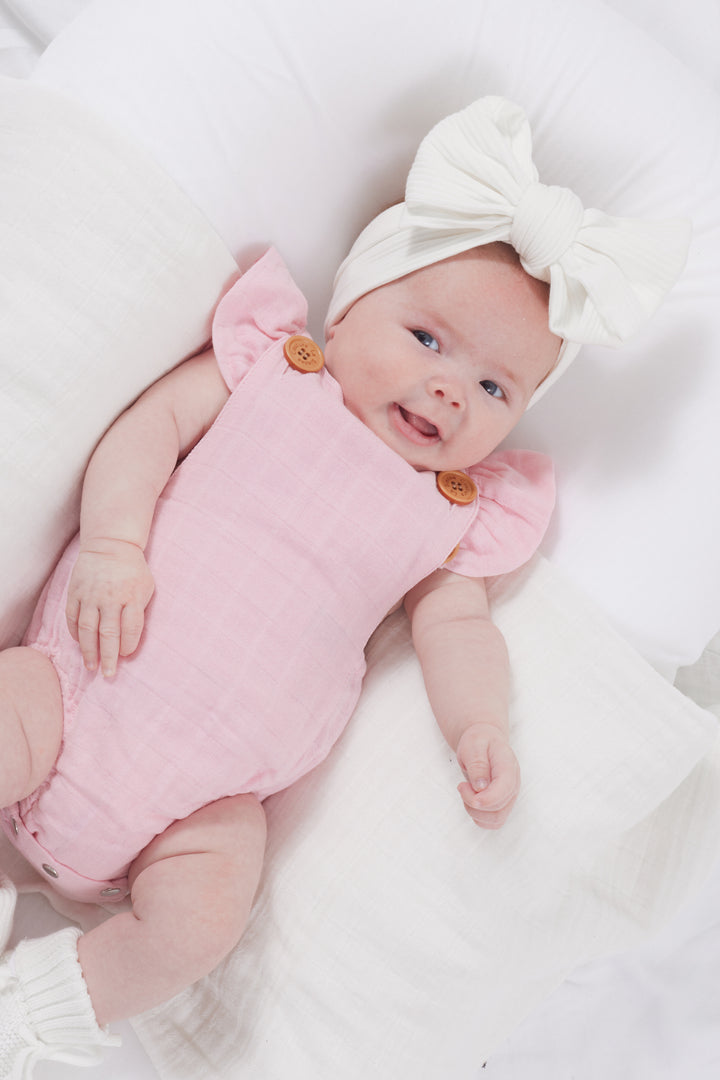 Muslin Button Romper - Primrose Pink