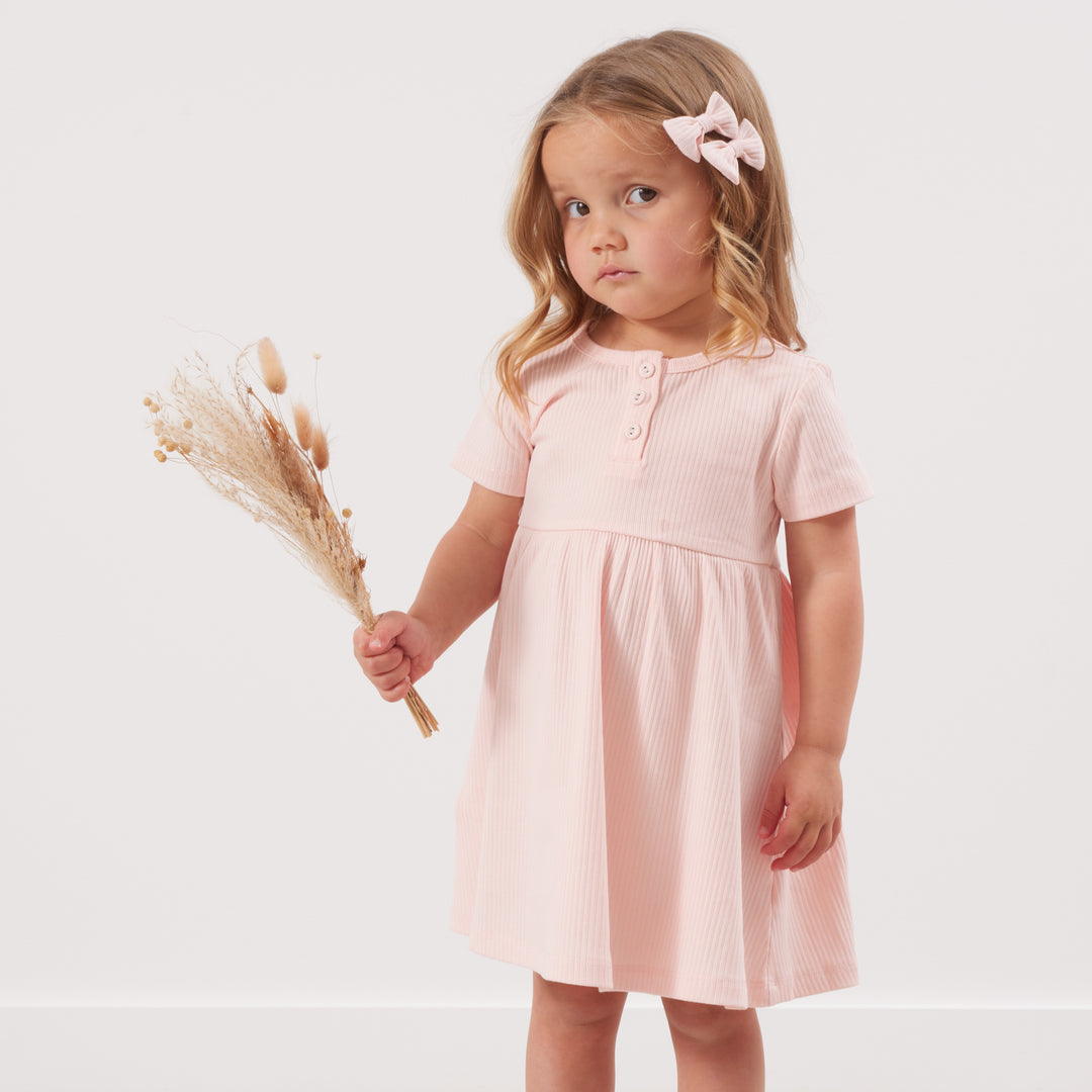 Cozy Basic SS Dress - Peach Dust