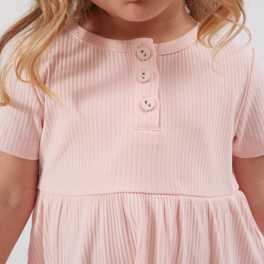 Cozy Basic SS Dress - Peach Dust