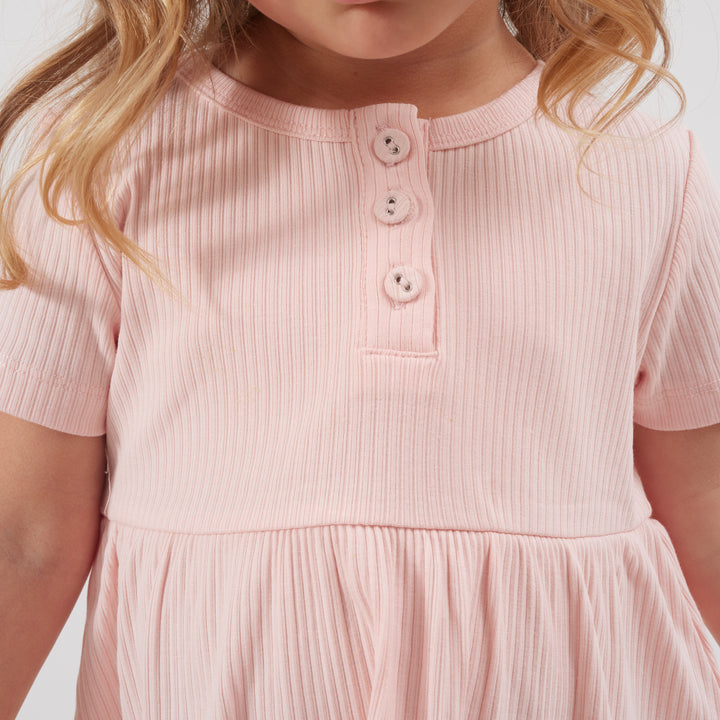 Cozy Basic SS Dress - Peach Dust