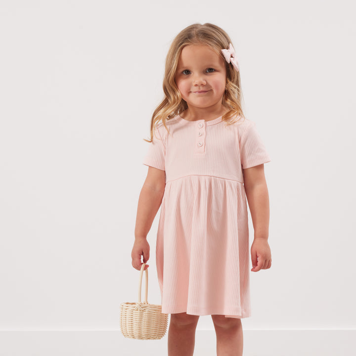 Cozy Basic SS Dress - Peach Dust