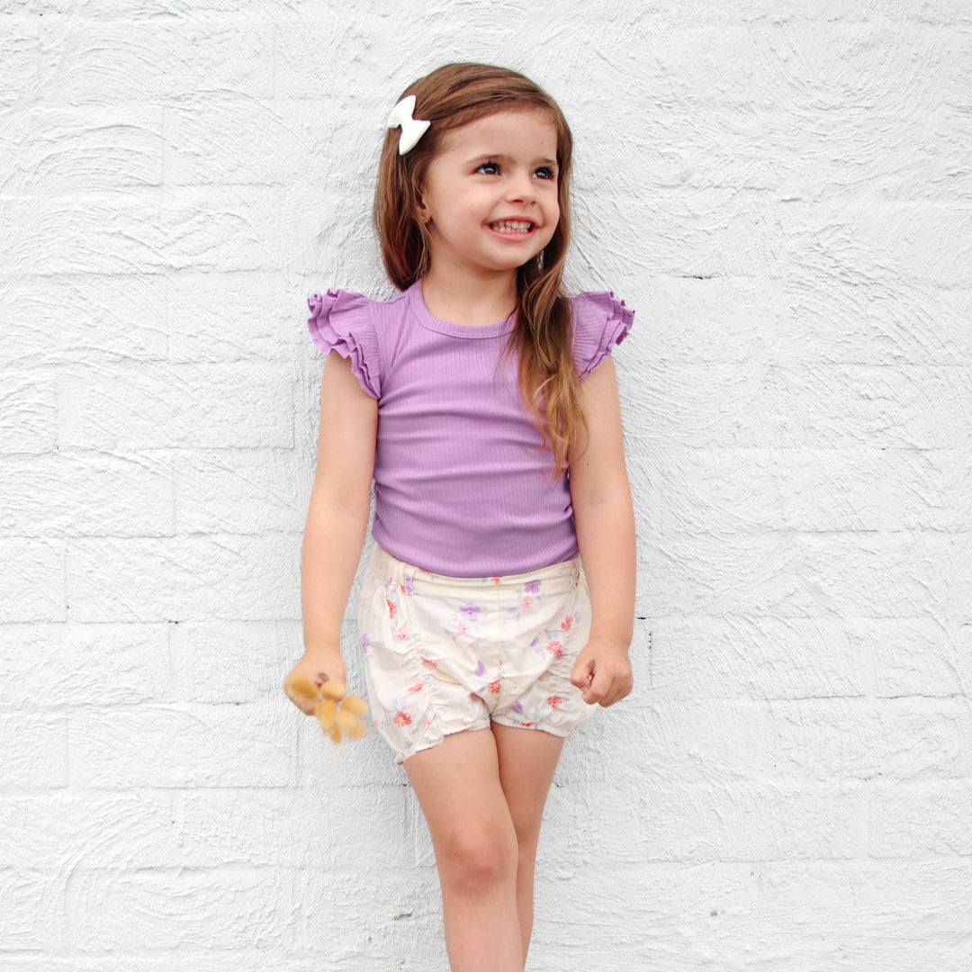 Cozy Short Sleeve Flutter - Lavender Frost