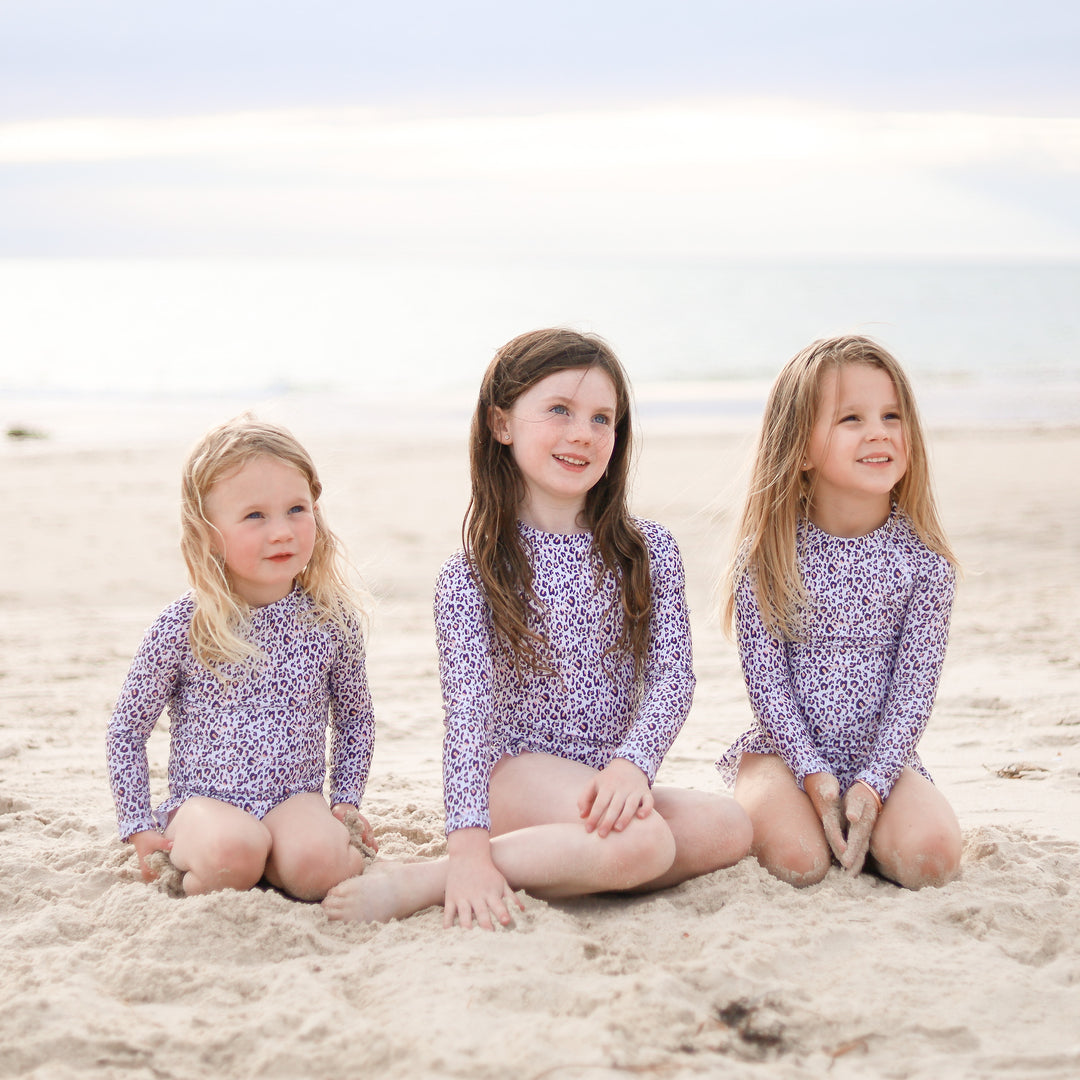 Long Sleeve Swimsuit - Peachy Leopard