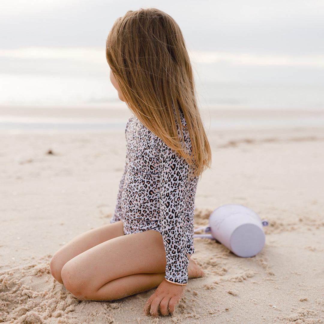 Long Sleeve Swimsuit - Peachy Leopard