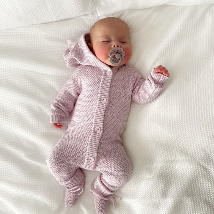 Bear Knitted Romper - Lilac Blossom