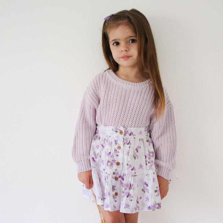 Girls floral skirt with buttons