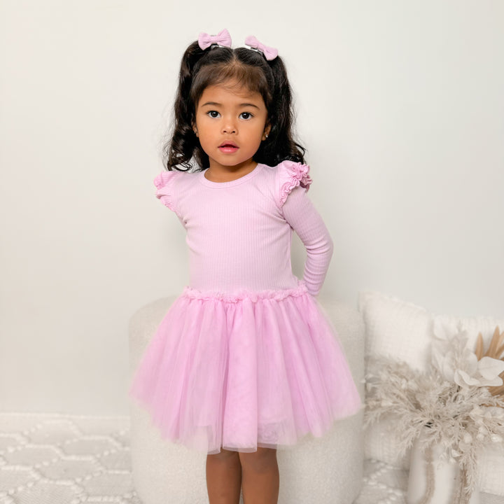 girls lilac long sleeve tutu dress