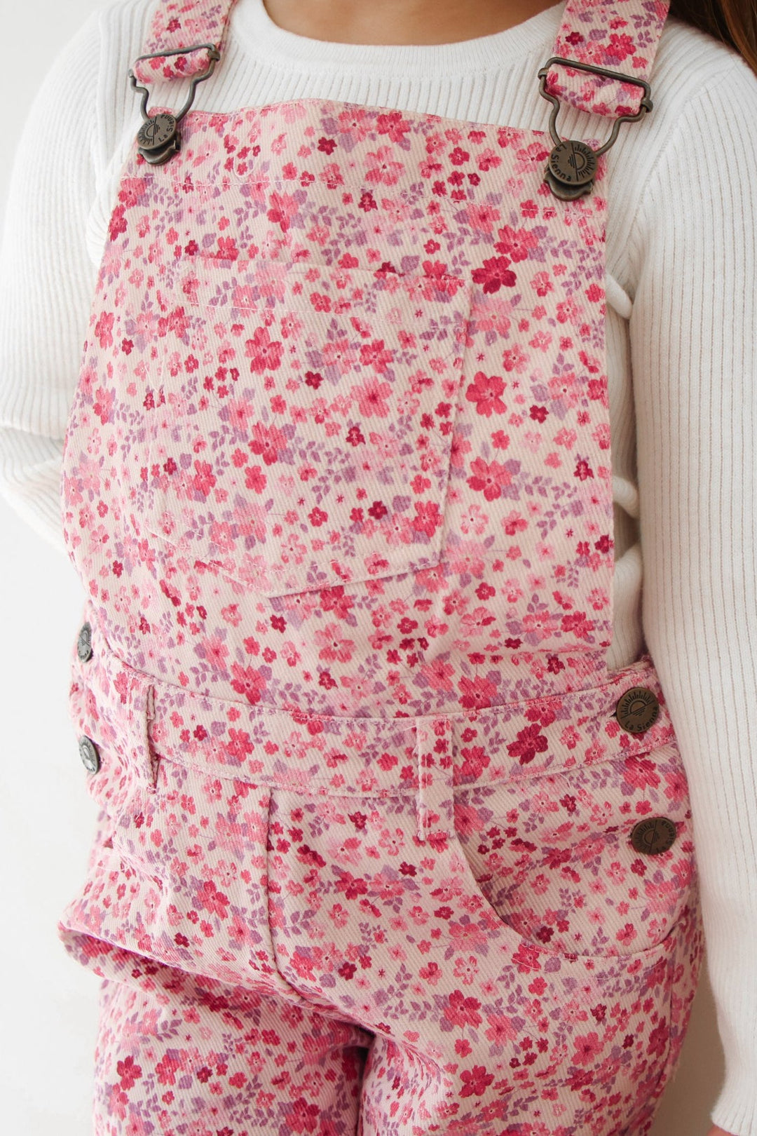 Toddler girls floral long leg overalls