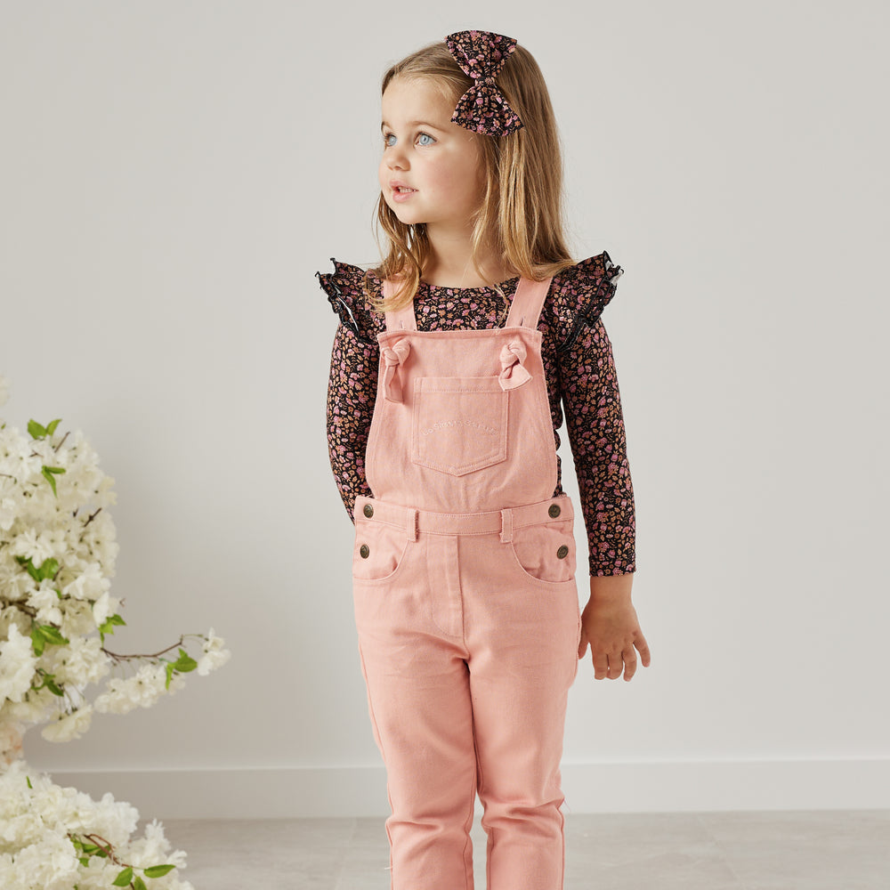 Toddler girls peach overalls