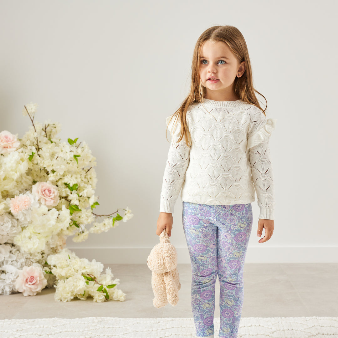 Girls white flutter knit 