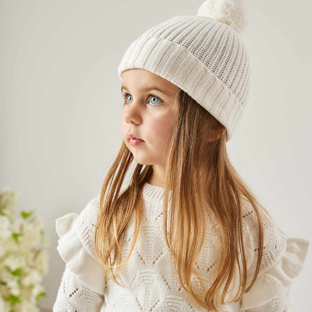 Girls white flutter knit 