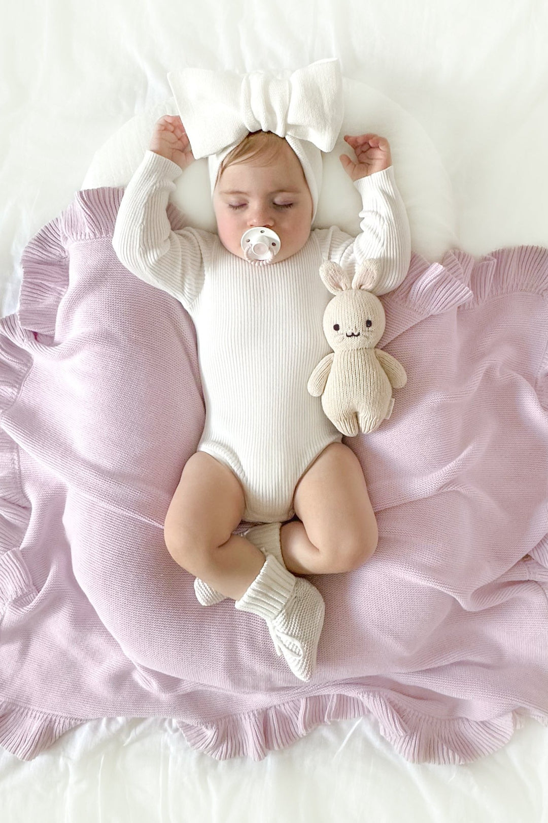 baby girls lilac ruffle blanket 