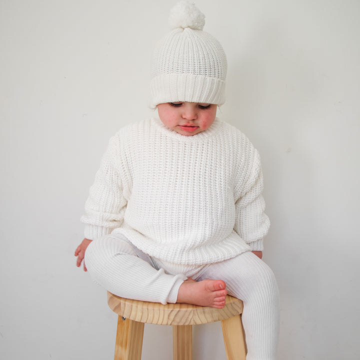 white baby kids chunky knitted jumper