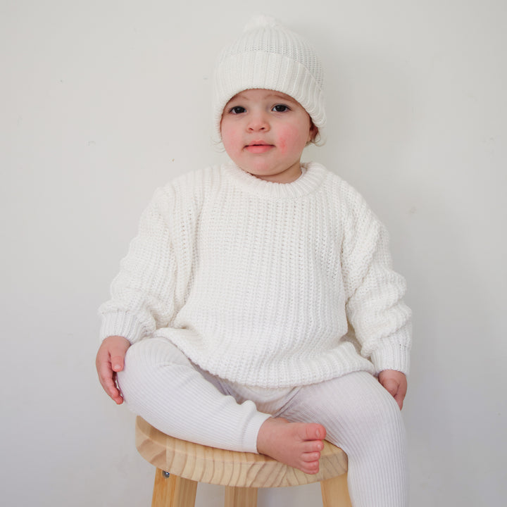 white baby kids chunky knitted jumper