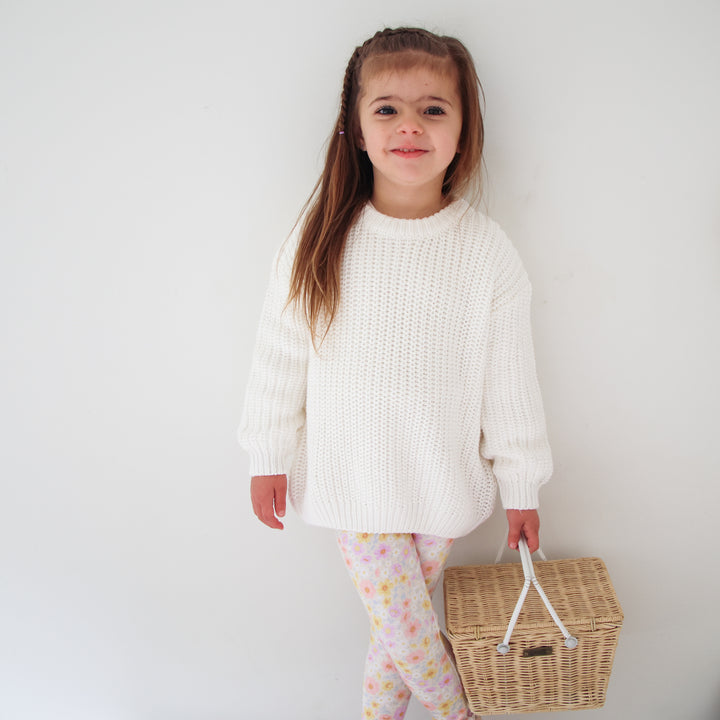 white kids chunky knitted jumper