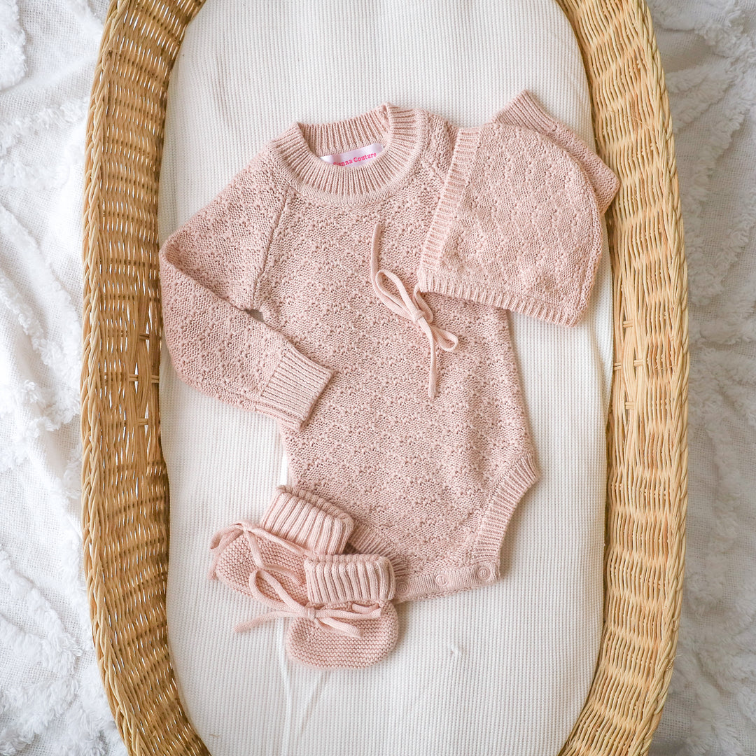 Montee Knitted Romper - Rose Quartz