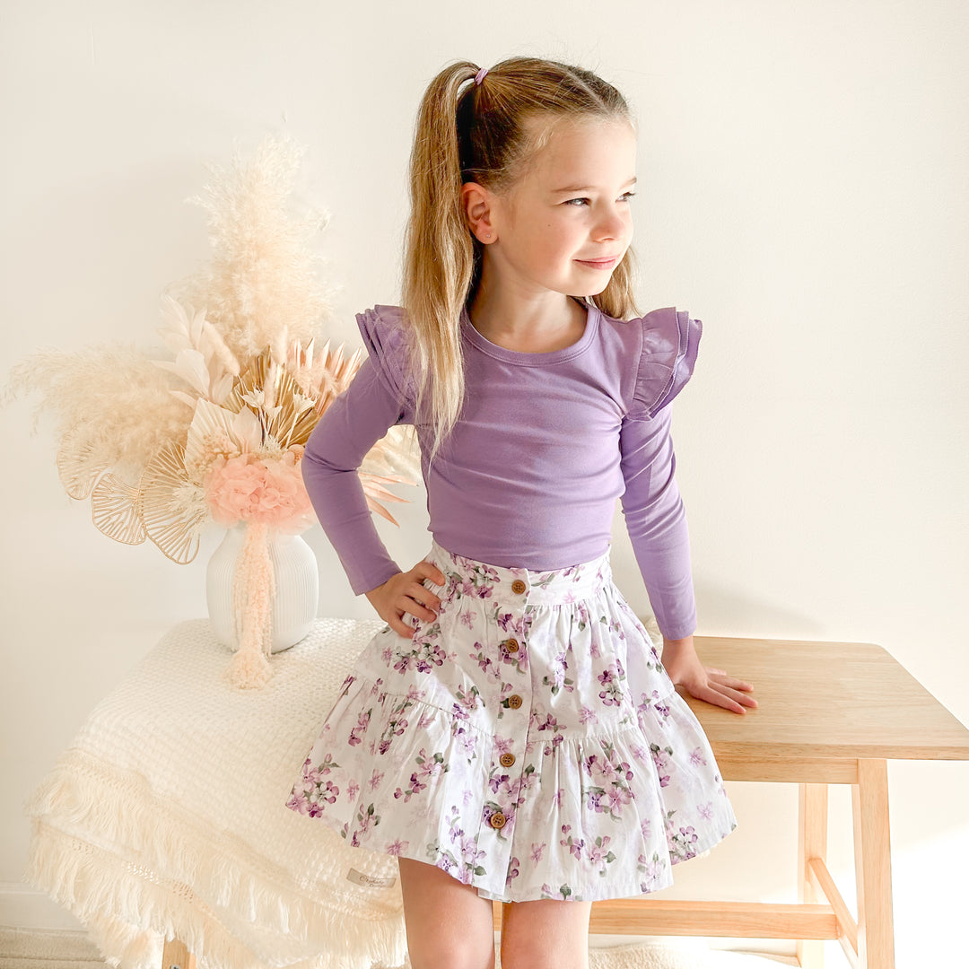 Girls floral skirt with buttons