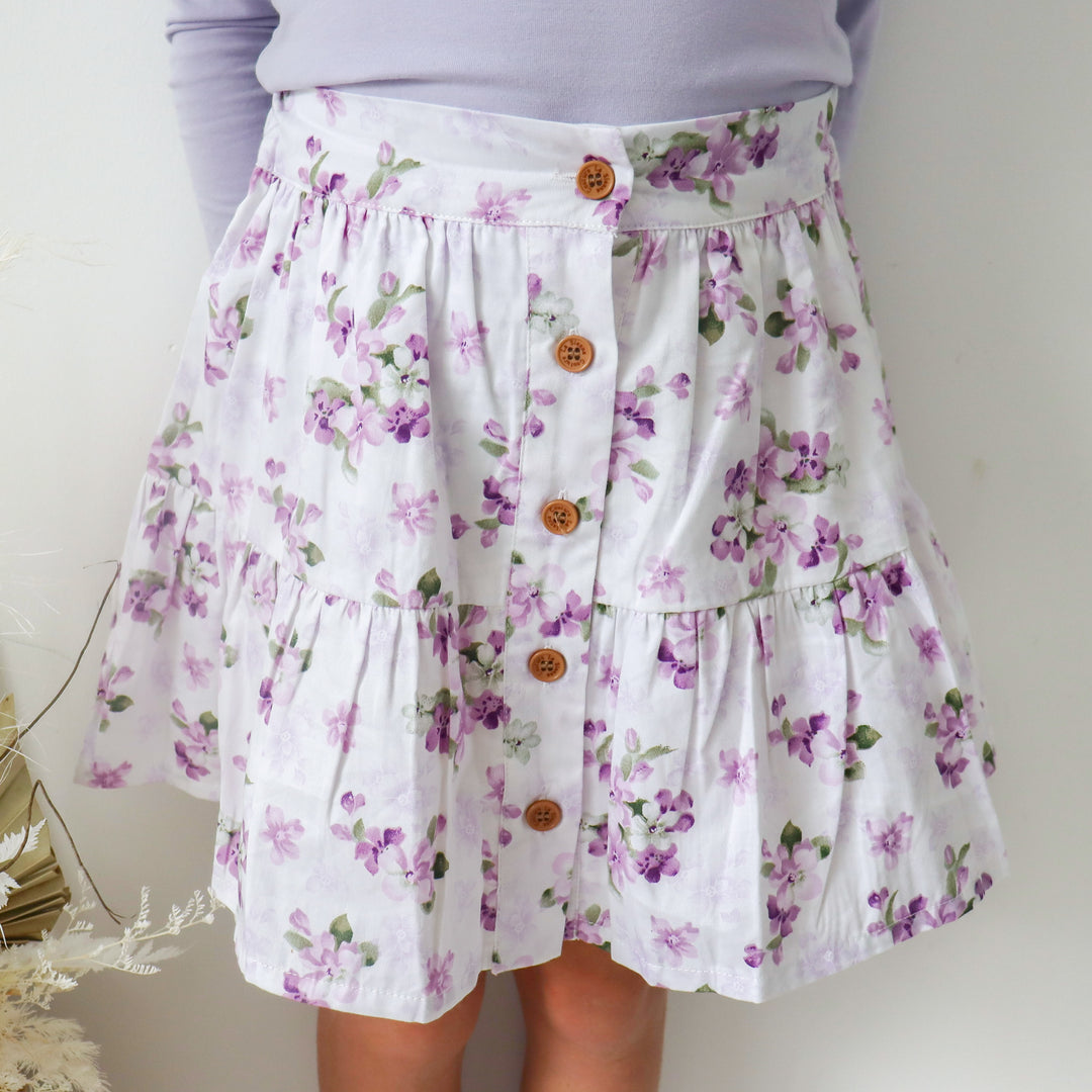 Girls floral skirt with buttons