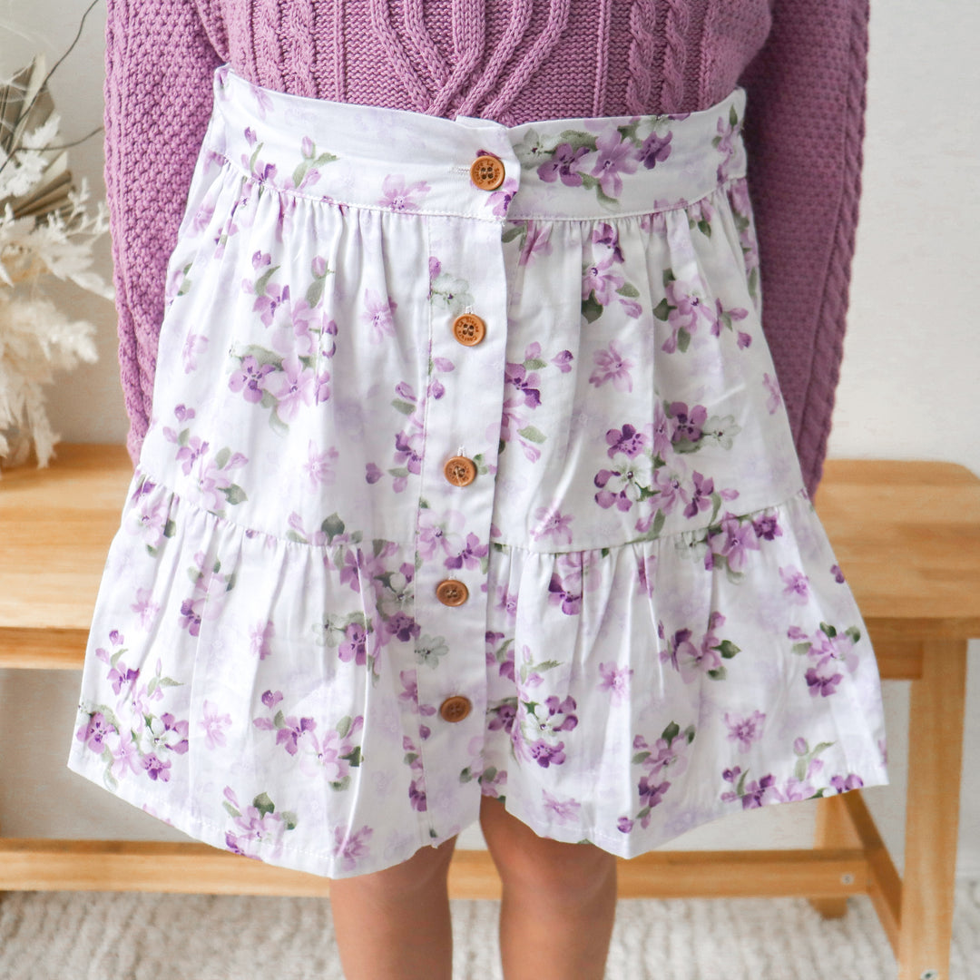 Girls floral skirt with buttons