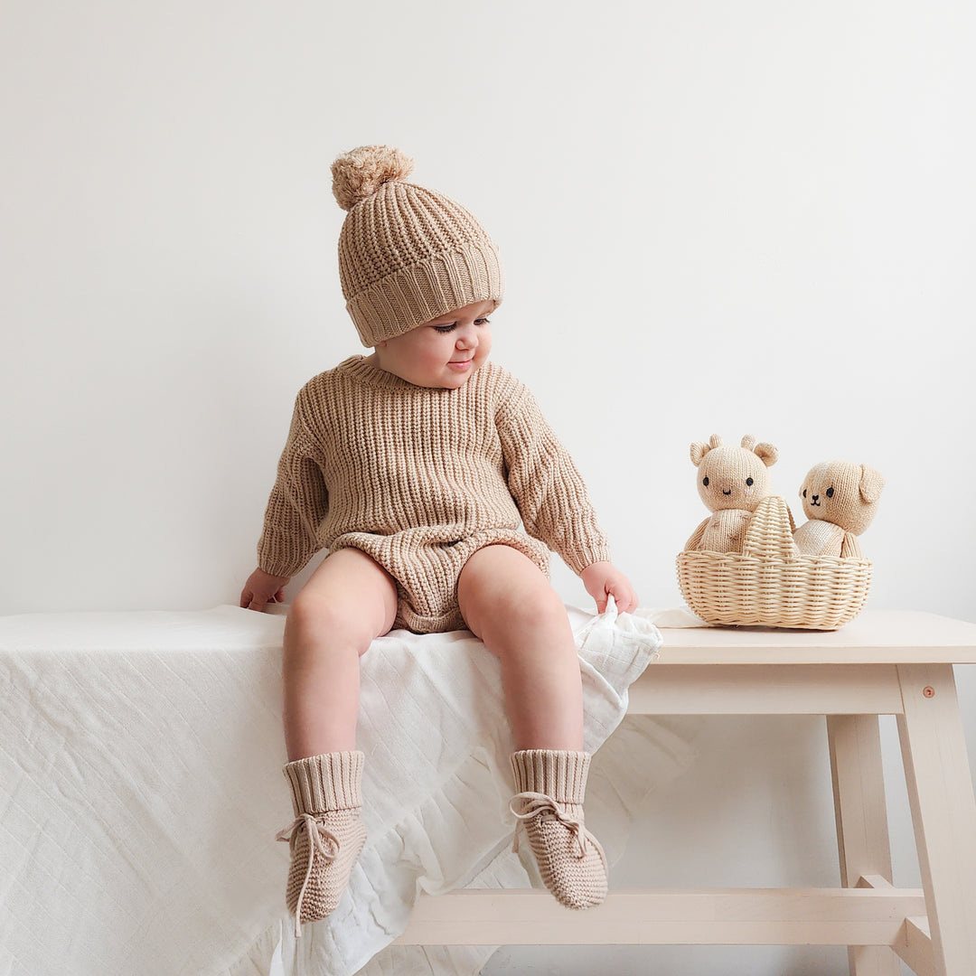 baby oat knitted long sleeve romper