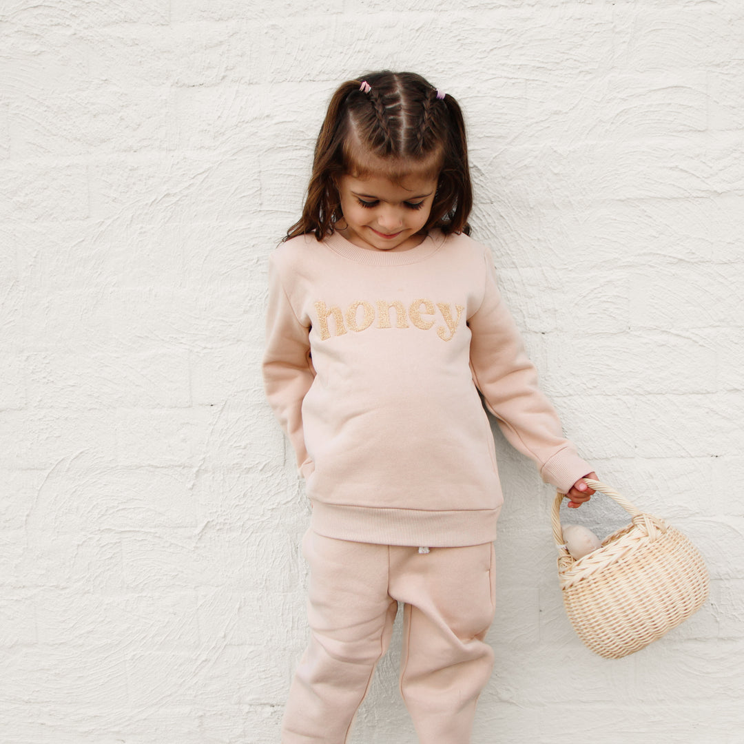 unisex kids oatmeal track pants