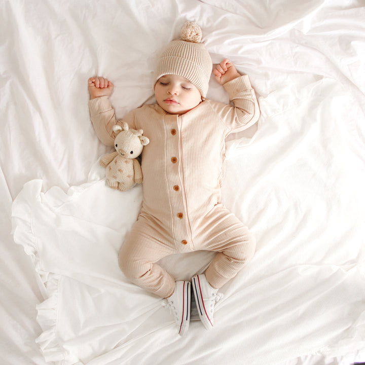 Oatmeal baby long sleeve romper