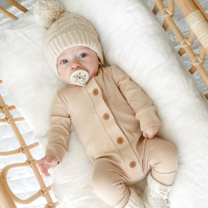 Oatmeal baby long sleeve romper