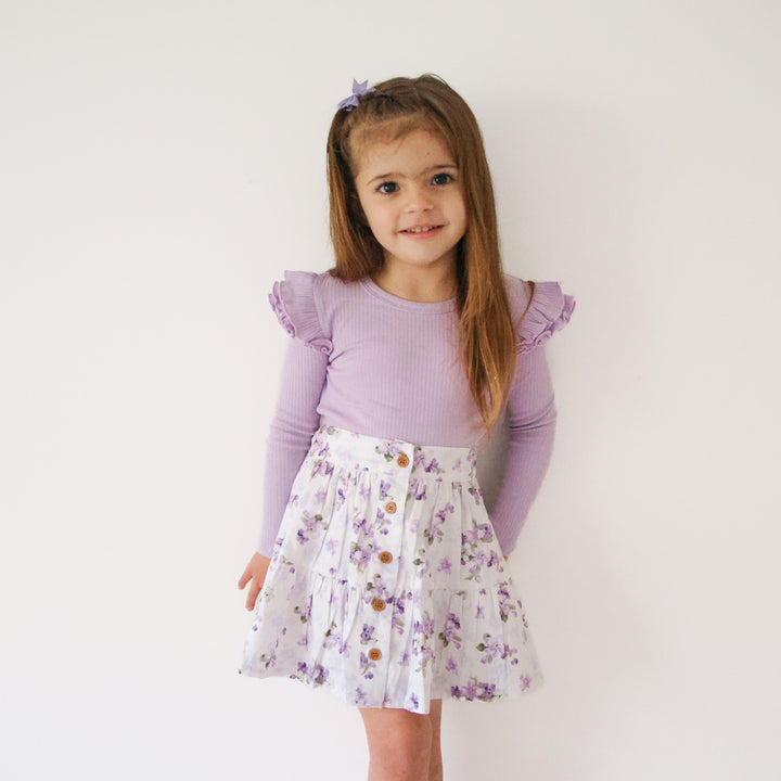 Girls floral skirt with buttons