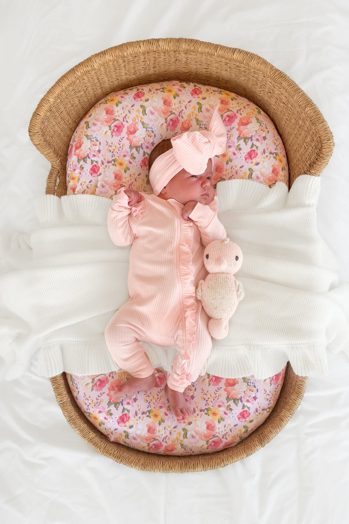 Cozy Frilly Zip Romper - Peach Dust