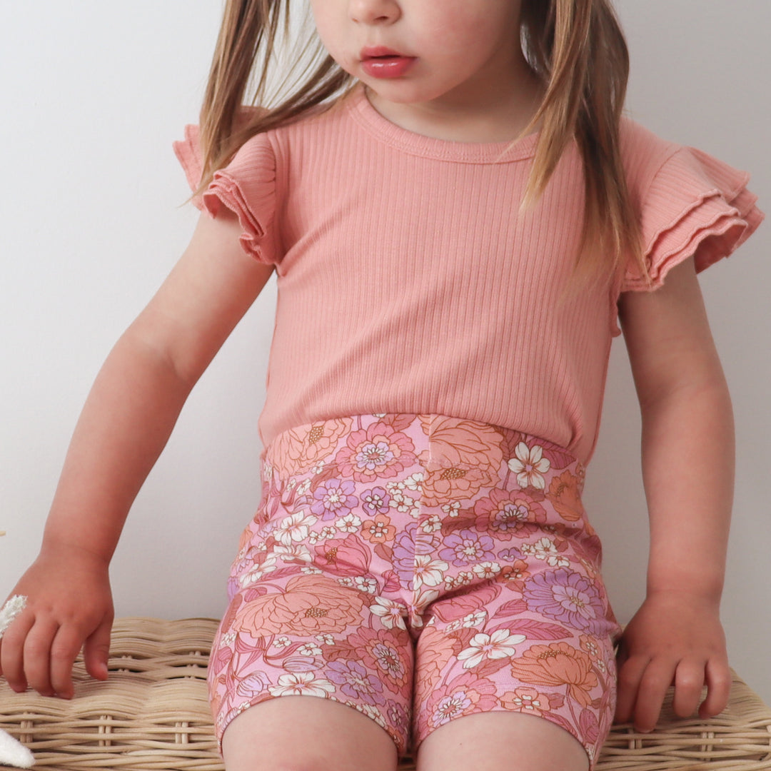 Cozy Short Sleeve Flutter - Peach Parfait