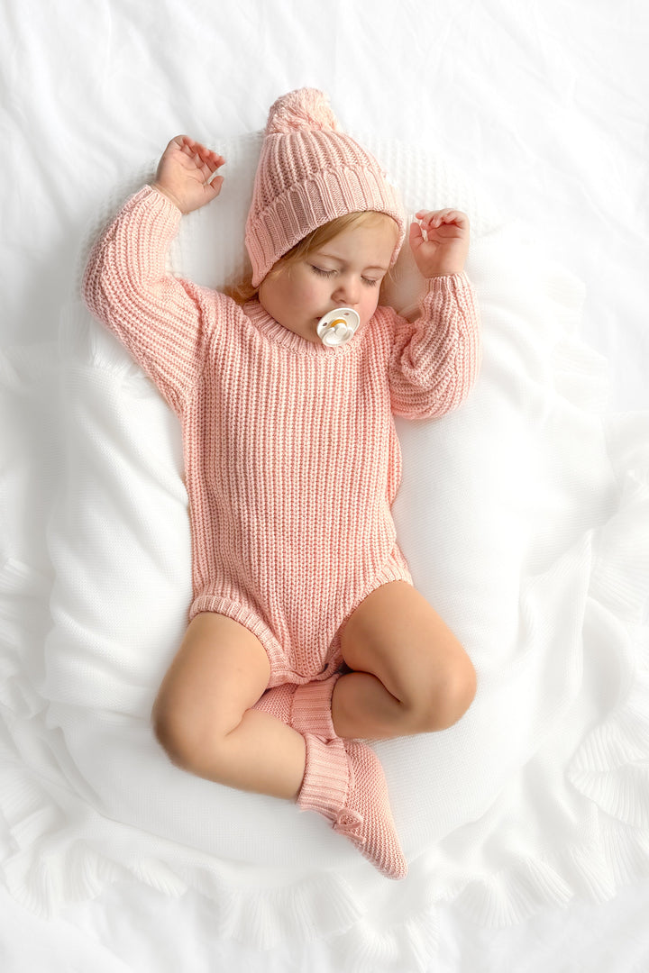 Super Chunky Knit Romper - Peach