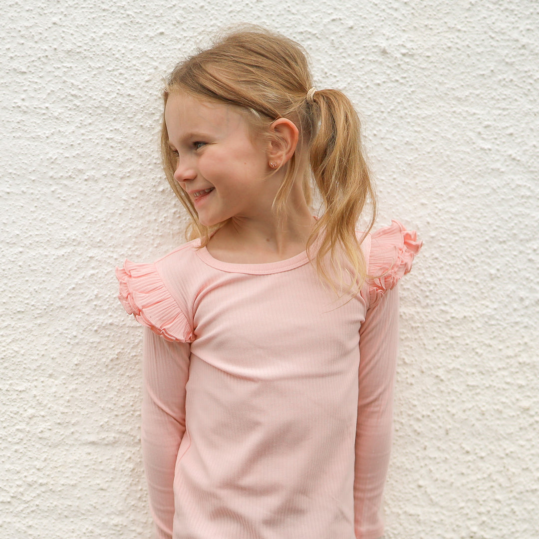 girls peach long sleeve top