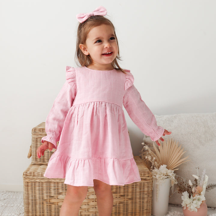 Muslin Ruffle Dress - Petal Pink