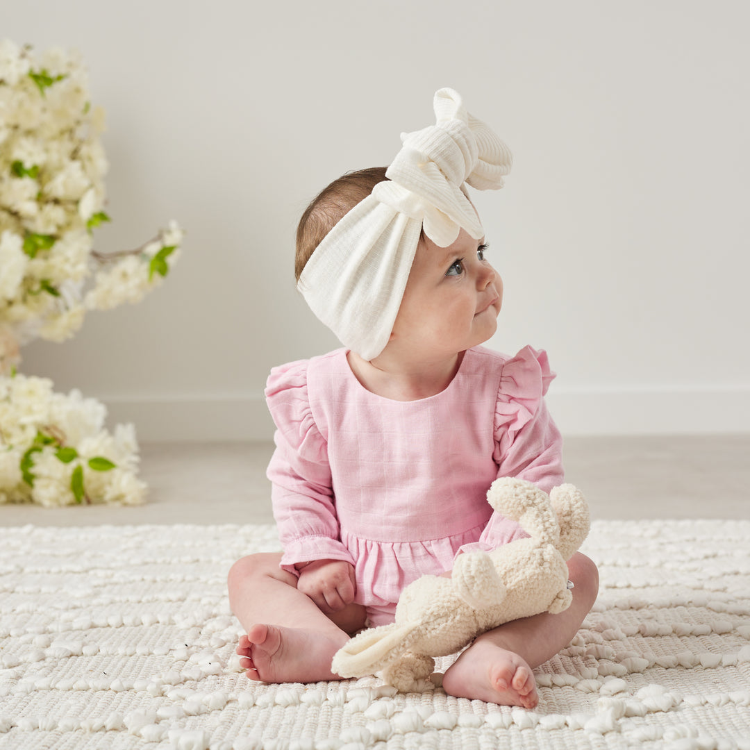 Muslin LS Bubble Romper - Petal Pink