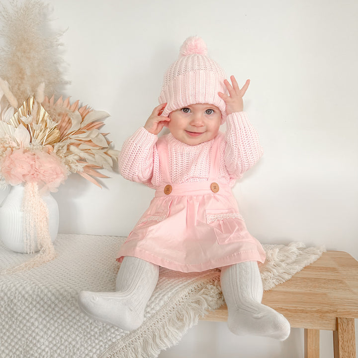 Baby pink knitted beanie