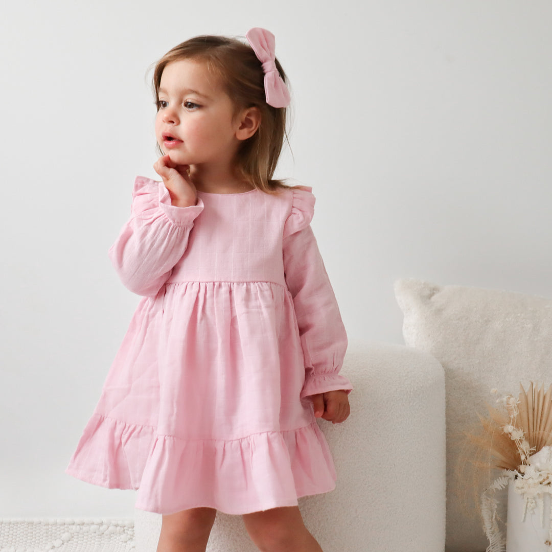 Muslin Ruffle Dress - Petal Pink