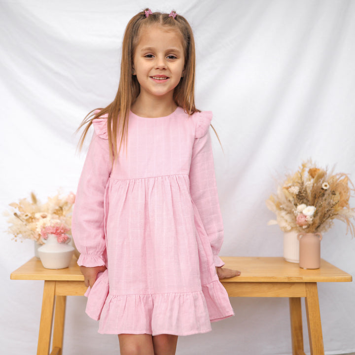 Muslin Ruffle Dress - Petal Pink