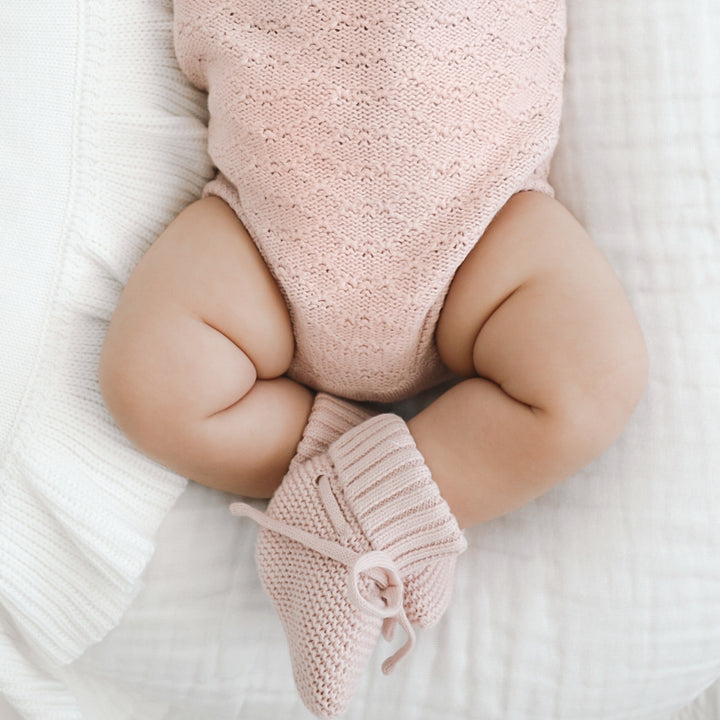 Knitted Booties - Rose Quartz