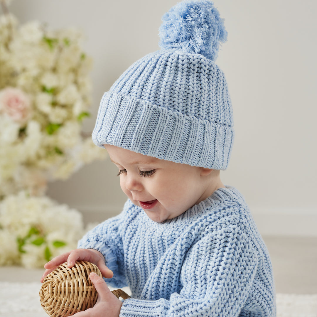 Super Chunky Knit Beanie - Powder Blue